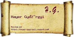 Hayer Györgyi névjegykártya